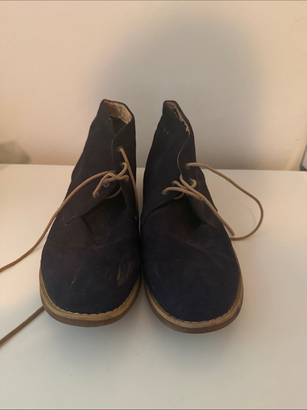 H&M Navy Suede Men's Chukka Boots with Tan Laces - 11.5